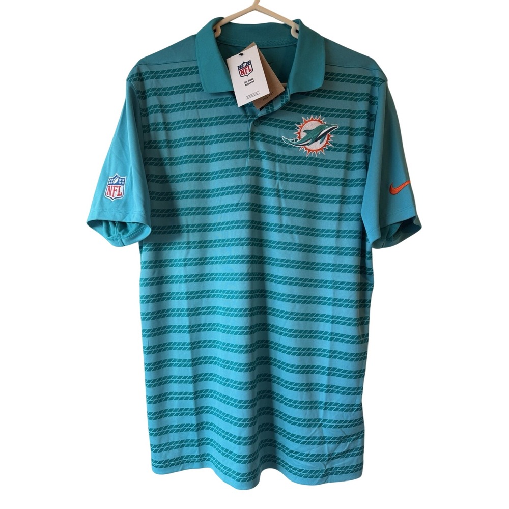 MIAMI DOLPHINS TEAM ISSUED TEAL DRI-FIT NIKE‎ COACHES SIDELINE POLO  SZ-small